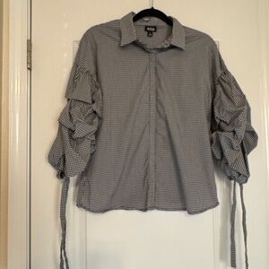 a.n.a Black and White Checkered Blouse